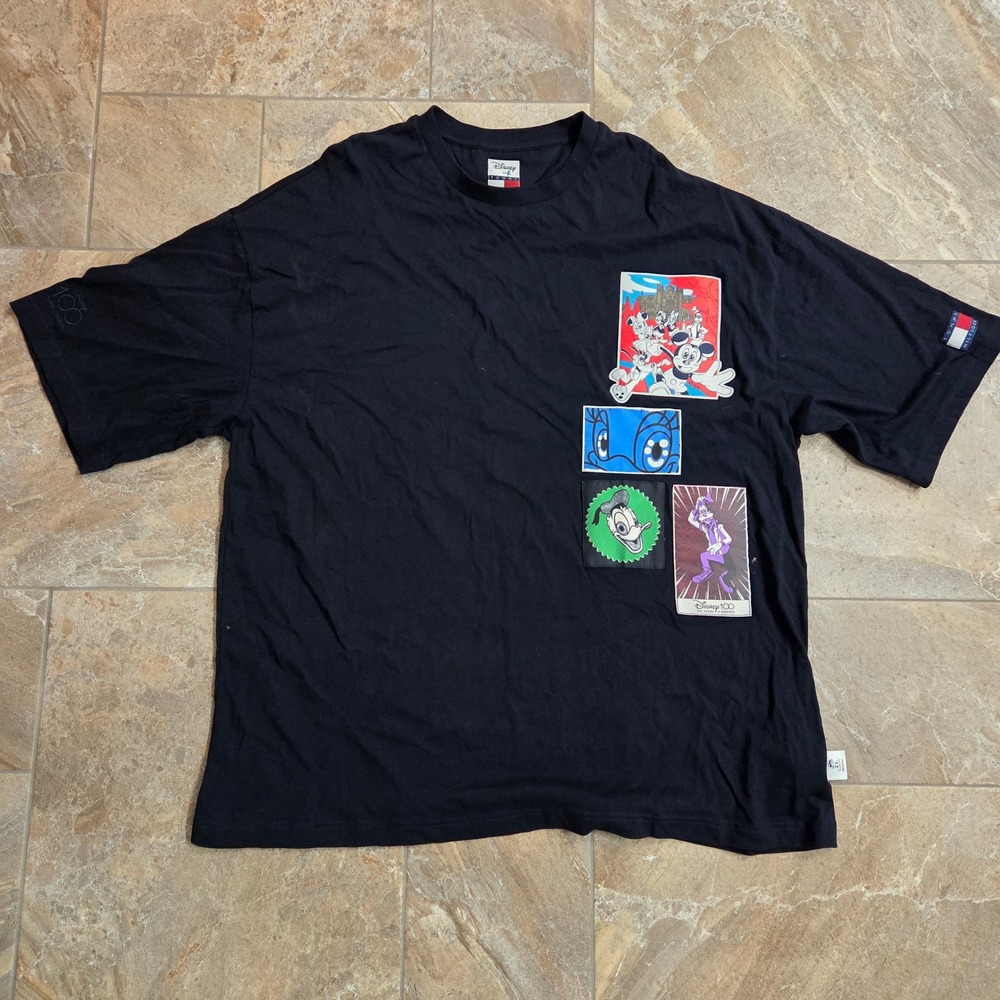 Tommy Hilfiger Disney 100 Mickey Goofy Pluto T Shirt XXL‎ Black Mens